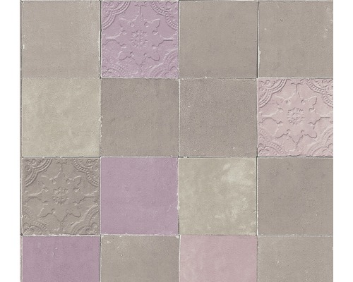 Papier peint intissé 37406-2 New Walls Carrelage carré Carreaux carrés avec différents motifs pour mur et sol.