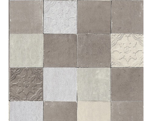 Papier peint intissé 37406-3 New Walls Carrelage carré Motifs de carreaux carrés avec motifs géométriques et floraux