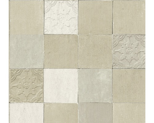 Papier peint intissé 37406-4 New Walls Carrelage carré Motif de carreaux avec des motifs géométriques et floraux