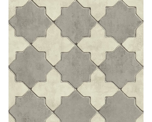 Papier peint intissé 37421-5 New Walls Carrelage florentin Pose de pavés en béton selon un motif en étoile à huit branches