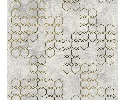Papier peint intissé 37424-4 New Walls Graphique gris clair Papier peint à motif hexagonal