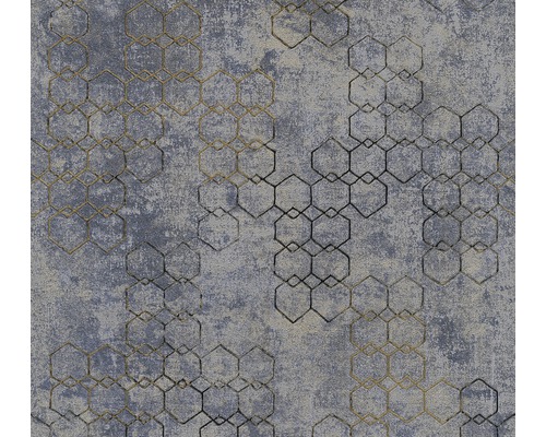 Papier peint intissé 37424-5 New Walls Graphique gris-bleu Papier peint avec motif hexagonal