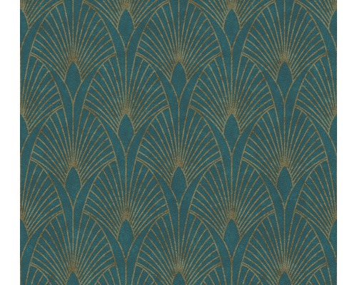 Vliestapete 37427-5 New Walls Art Deco grün Tapete mit floralem Muster im Art-déco-Stil