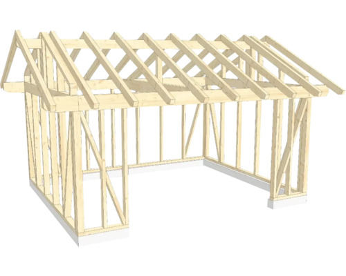 Structure en bois ossature en bois avec toit à deux pans 450x550 cm