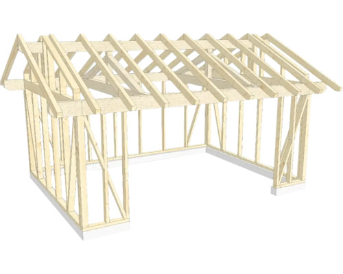 Holzkonstruktion Holzriegelbau mit Satteldach 450x600 cm