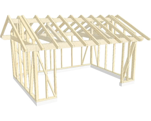 Structure en bois ossature en bois avec toit à deux pans 450x600 cm Structure en bois ossature en bois avec toit à deux pans 450x600 cm