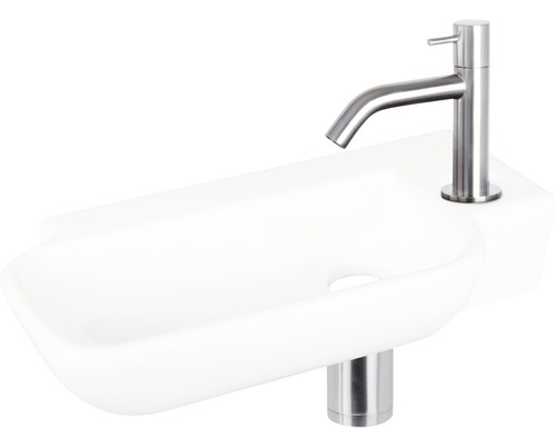 Waschtisch mit Armatur aus Edelstahl