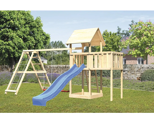 Spielturm Spielhaus Karibu Lotti 107 x 107 cm Holz bestehend aus Anbau, Grundturm