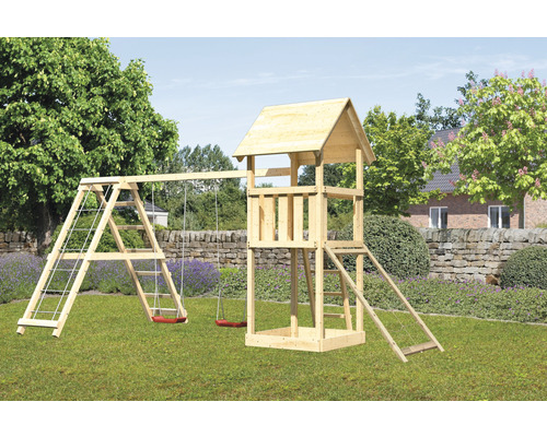 Tour de jeux cabane de jeux Karibu Lotti 107 x 107 cm en bois composée d'une extension, d'une tour de base Tour de jeux cabane de jeux Karibu Lotti 107 x 107 cm en bois composée d'une extension, d'une tour de base