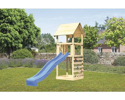 Spielturm Spielhaus Karibu Lotti 107 x 107 cm Holz holz bestehend aus Kletterwand, Rutsche