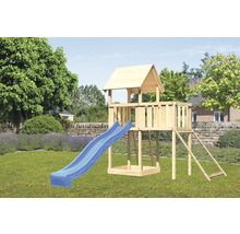 Tour de jeu avec toboggan et échelle dans le jardin
