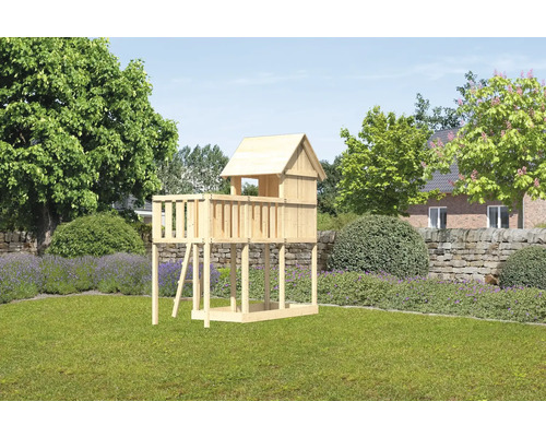 Tour de jeux cabane de jeux Karibu Frieda 107 x 107 cm en bois composée d'une extension Tour de jeux cabane de jeux Karibu Frieda 107 x 107 cm en bois composée d'une extension