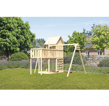 Aire de jeux en bois avec balançoire dans le jardin