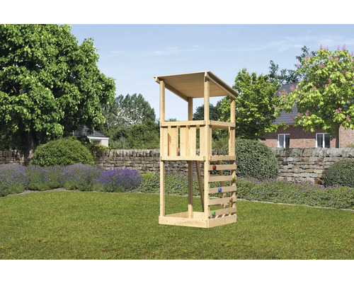 Tour de jeux cabane de jeux Karibu Anna 107 x 107 cm en bois avec mur d'escalade Tour de jeux cabane de jeux Karibu Anna 107 x 107 cm en bois avec mur d'escalade