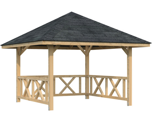 Pavillon Palmako Bianca 8,3 m² Set 1 inkl. Brüstung 300 x 300 cm tauchgrundiert braun