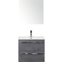 Badmöbel-Set Seville 60 cm mit Keramikwaschbecken Model 1 und Spiegel Beton anthrazit
