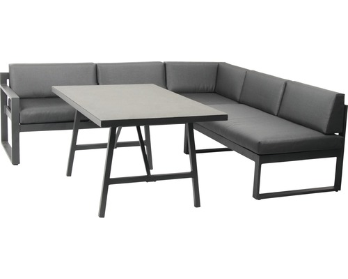 Loungeset Acamp Lounge Signature 4-Sitzer 3-teilig anthrazit inkl. Sitzkissen Gartengarnitur mit Eckbank und Tisch