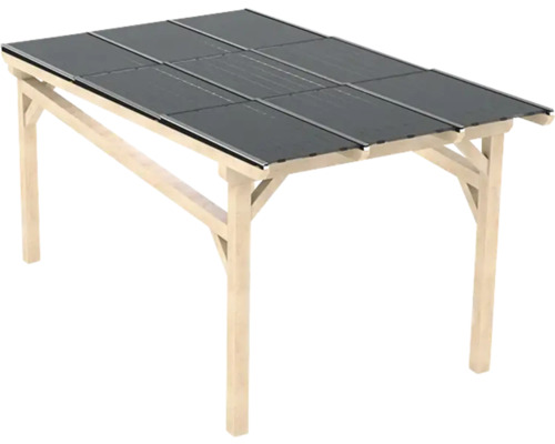 Structure en bois toit en appentis avec photovoltaïque 3,24 kWp 600 x 320 cm Abri de voiture en bois avec panneaux solaires sur le toit