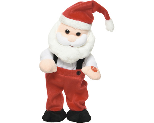 Figurine de Noël Père Noël dansant h 32 x 10 cm rouge