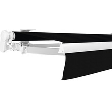 Store banne avec toile noire et structure blanche