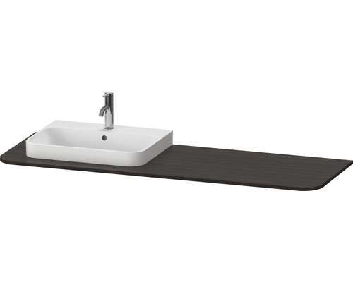 Console Duravit Happy D.2 Plus avec une découpe à gauche 160 x 55 cm noyer brossé sans vasque HP031HL6969