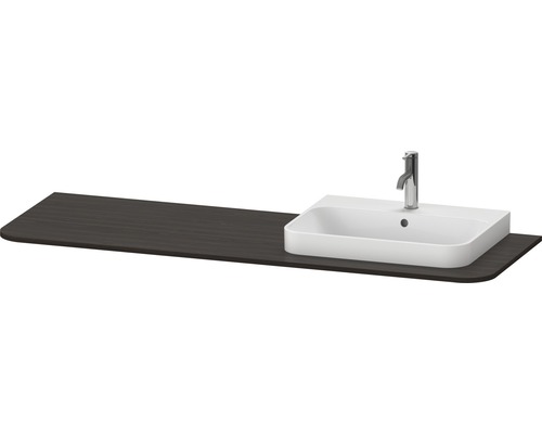 Console Duravit Happy D.2 Plus avec une découpe à droite 160 x 55 cm noyer brossé sans vasque HP031HR6969