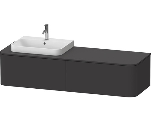 Meuble sous-vasque DURAVIT Happy D.2 Plus suspendu au mur avec 2 tiroirs pour éviers à gauche 160 x 55 cm graphite supermat sans vasque ni console HP4944L8080