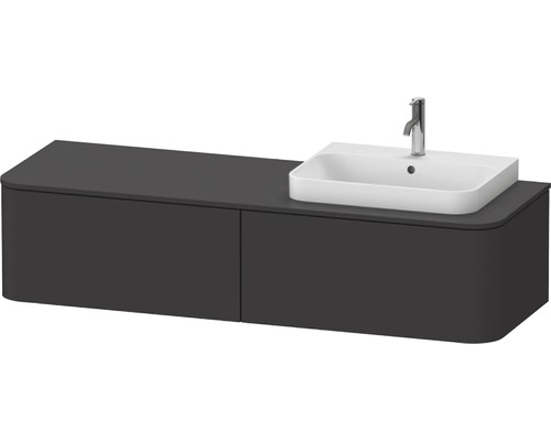 Meuble sous-vasque DURAVIT Happy D.2 Plus suspendu au mur avec 2 tiroirs pour éviers à droite 160 x 55 cm graphite supermat sans vasque ni console HP4944R8080