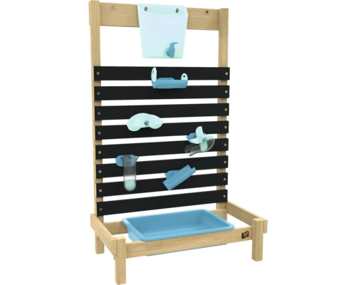 Mur de jeu d''eau en bois avec divers accessoires de jeu pour le jardin