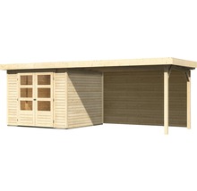 Abri de jardin en bois avec double porte et auvent