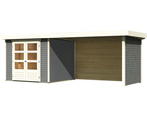 Abri de jardin en bois avec double porte et annexe