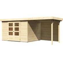 Gartenhaus Karibu Kodiak 5 inkl. Schleppdach 2,4 m und Rückwand 554 x 262 cm natur