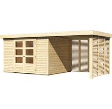 Holz Gartenhaus mit Doppeltür und seitlichem Unterstand