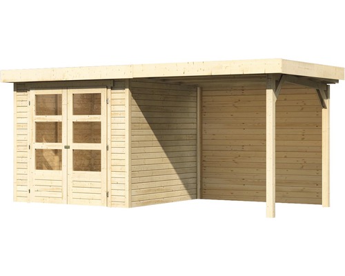 Holzgartenhaus mit Doppeltür und Vordach