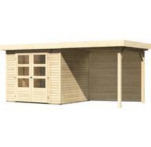 Abri de jardin en bois avec double porte et annexe