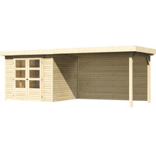 Abri de jardin en bois avec double porte et auvent