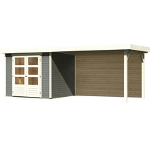 Abri de jardin en bois avec double porte et auvent