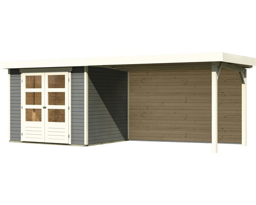 Holzgartenhaus mit Doppeltür und Überdachung