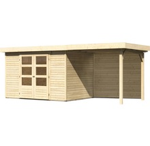 Holzgartenhaus mit Doppeltür und Anbau