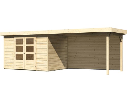 Abri de jardin en bois avec double porte et annexe