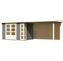 Gartenhaus mit Doppeltür und Anbau aus Holz