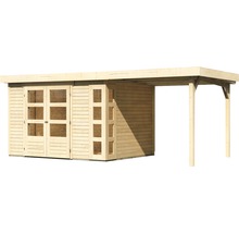 Holzgartenhaus mit Vordach und Glastüren