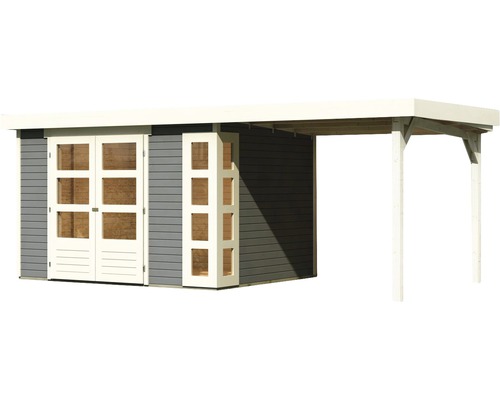 Holzgartenhaus mit Doppeltür und Überdachung