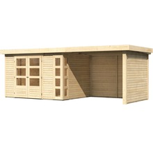 Holz Gartenhaus mit Fenstern und überdachtem Bereich
