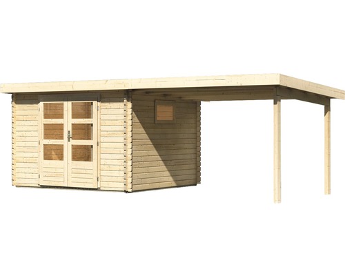 Holzgartenhaus mit Anbau