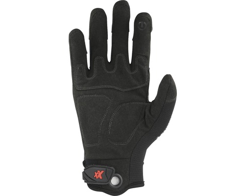 Schwarzer Arbeitshandschuh mit Handflächenschutz und verstärkten Fingern