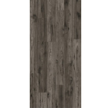 Pose de panneaux de sol en vinyle gris avec aspect bois.