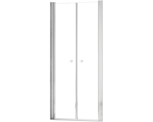 Porte de douche avec deux portes pivotantes et poignées