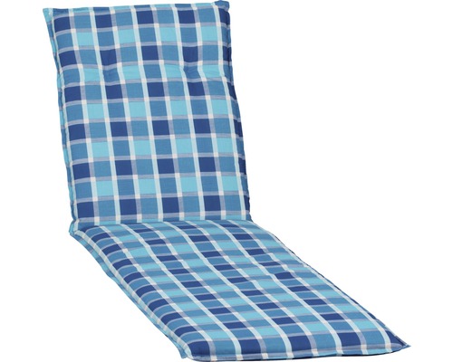 Galette d'assise pour chaise longue Bhamo à carreaux bleus