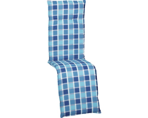 Galette d'assise pour chaise longue relax Bhamo à carreaux bleus